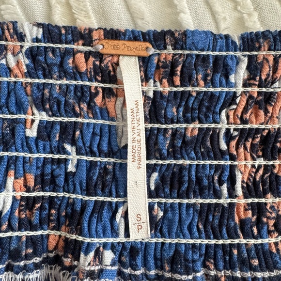 Free People Pattern Play linen blend mini dress in a blue floral print - Picture 7 of 10